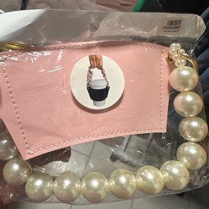 Pink or Black Pearl Handle Women's Cup Bag